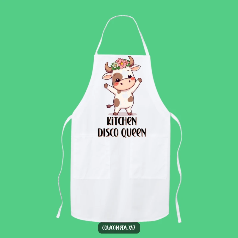 Funny Dancing Cow Flower Apron: Silly Kitchen Party Gift