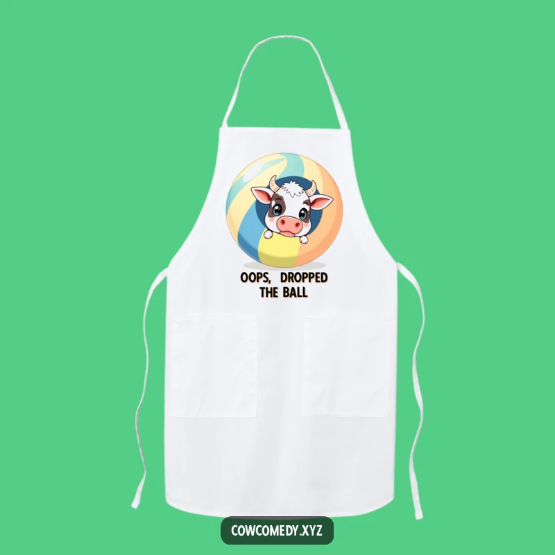 Funny Surprised Cow Beach Ball Apron - Cook with Comical Beach Style