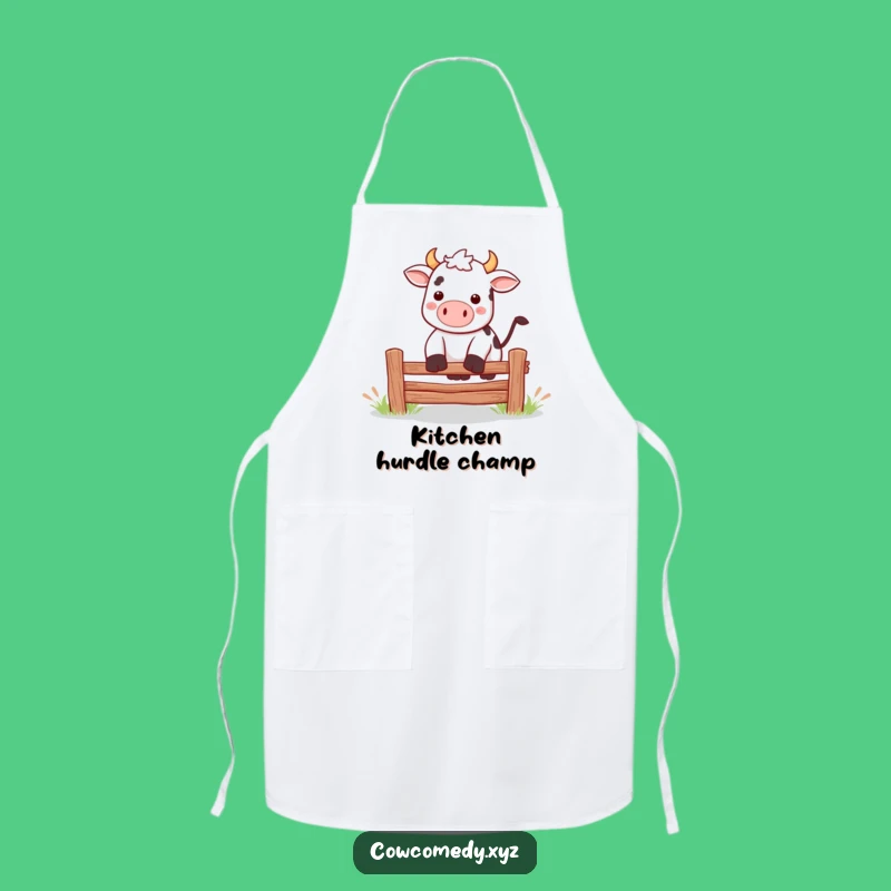 Funny Kawaii Cow Jumping Apron: Cook with Energetic Flair