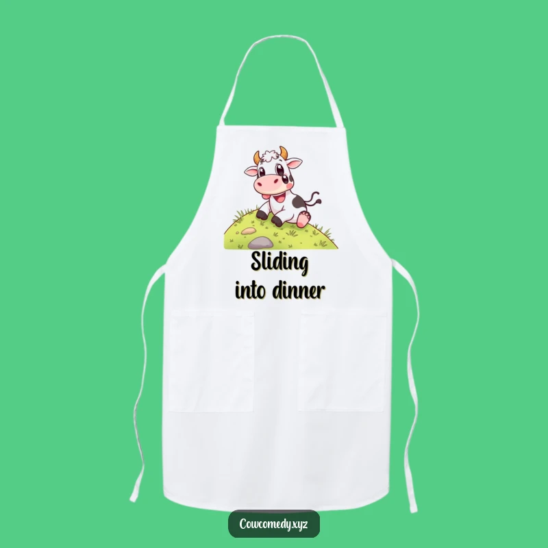 Funny Happy Cow Sliding Apron - Cook with Joyful, Playful Style