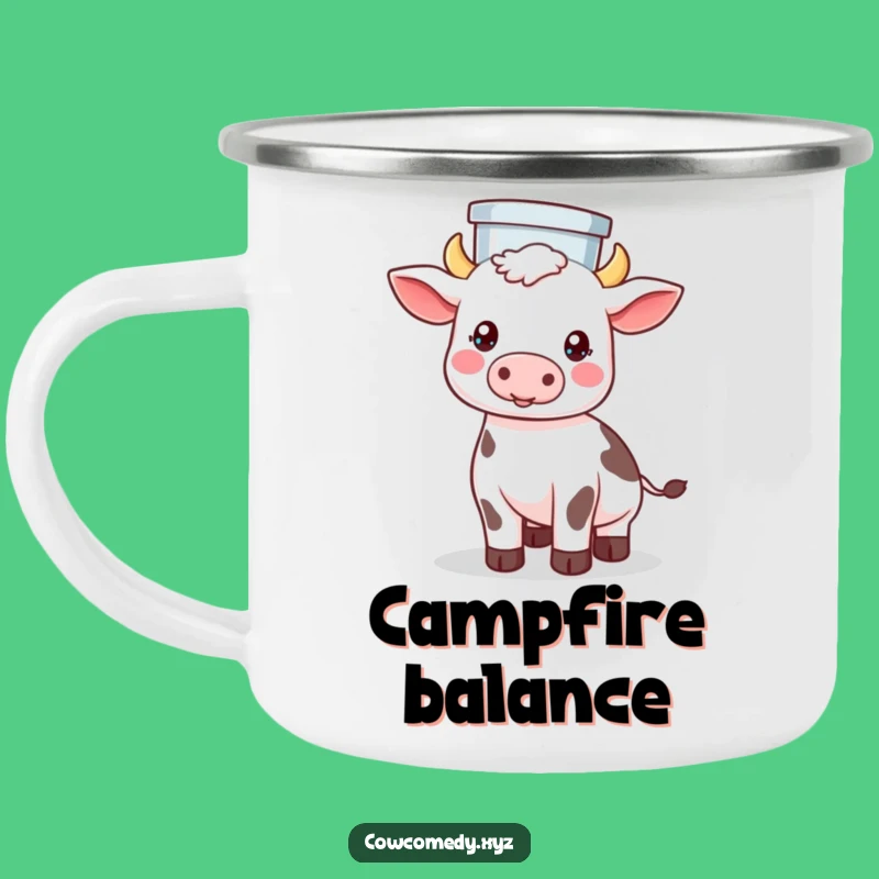 Funny Kawaii Cow Balancing Camping Mug - Outdoor Skill Gift!