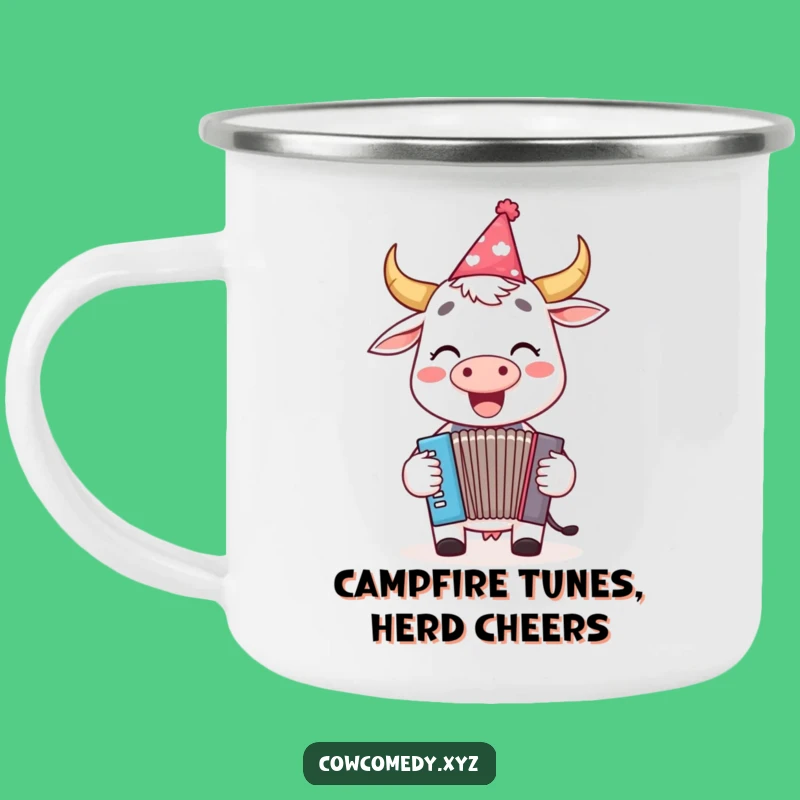 Funny Cow Accordion Camping Mug: Party Tunes Outdoors Gift