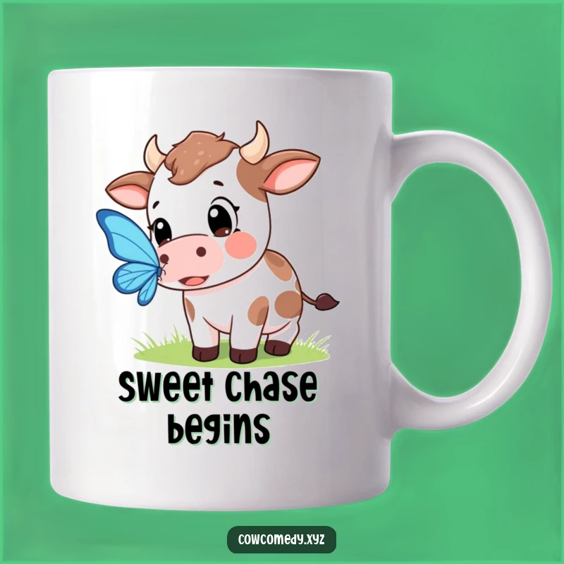 Funny Kawaii Cow Butterfly Catch Mug - Whimsical Gift for Dreamers!
