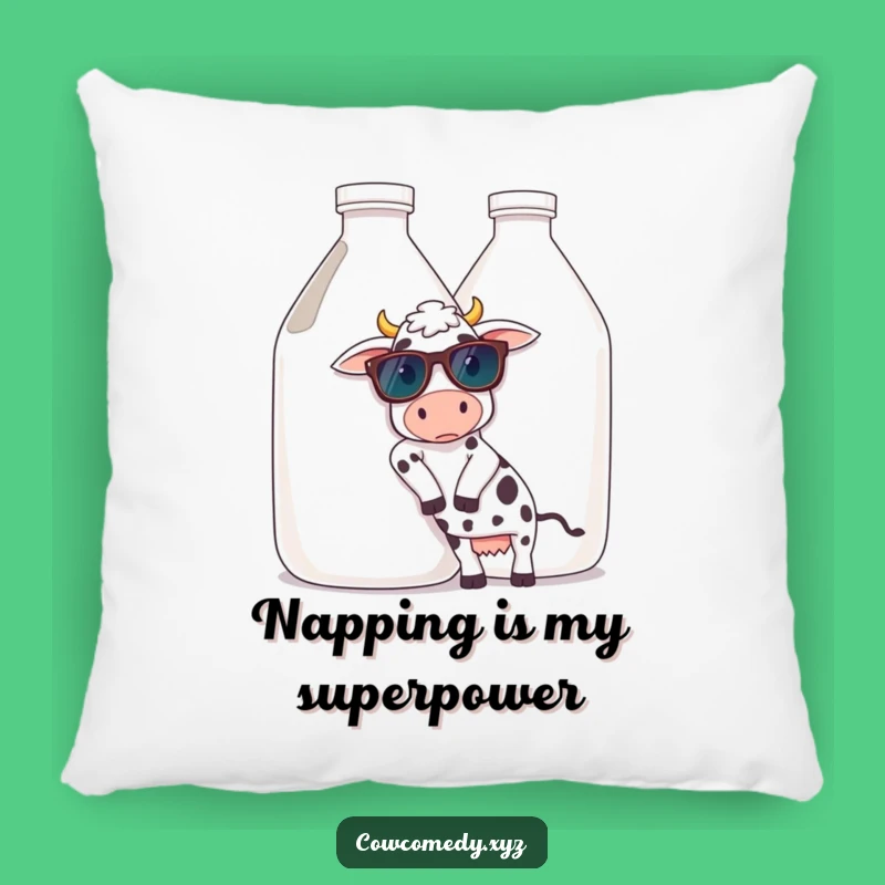 Funny Cool Cow Sunglasses Pillow. Cozy Milk Jug Comfort. Adorable Funny Gift Accent!
