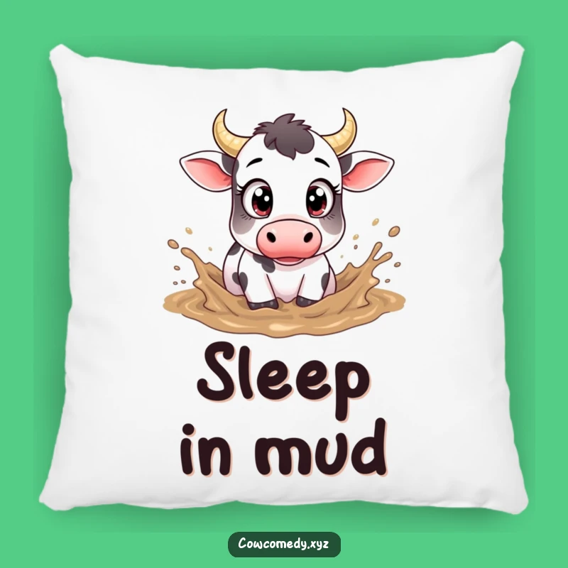 Funny Muddy Cow Pillow: Cozy Messy Fun, Big Eyes Accent Pillow Gift!