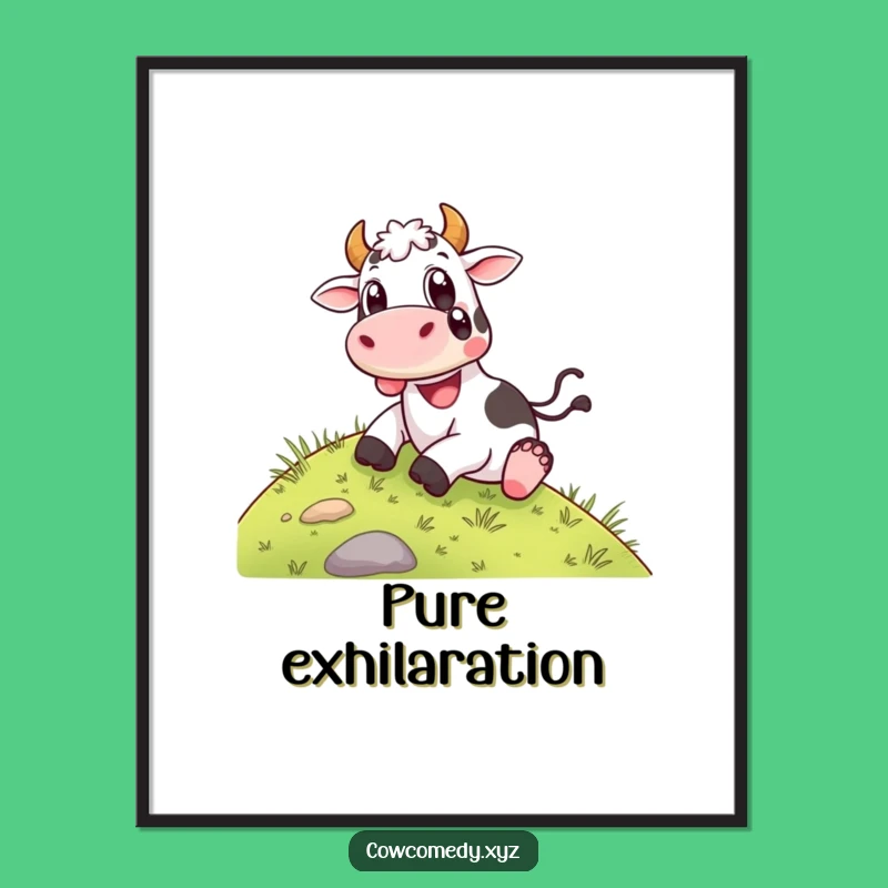 Digital Funny Happy Cow Sliding Art - Joyful Wall Decor