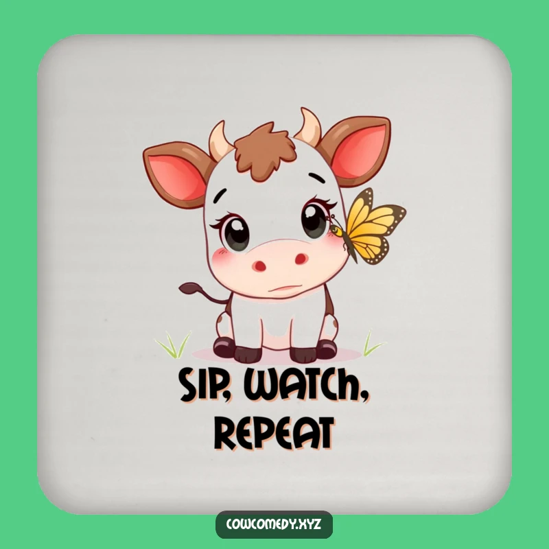 Funny Kawaii Cow Butterfly Coaster Set: Protect Surfaces with Charm