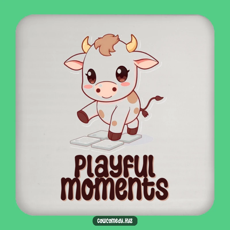 Funny Kawaii Cow Coaster: Hopscotch Game - Cute & Humorous Table Protection