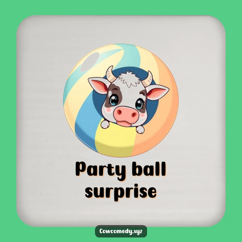 Funny Surprised Cow Beach Ball Coasters - Protect Surfaces with Humor