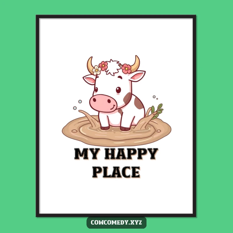 Funny Cow Farm Fun Poster - Whimsical Wall Art for Rustic Homes
