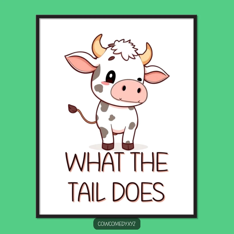 Funny Cow Tail Wave Poster: Whimsical Farm Art Print, Perfect Funny Gift Idea