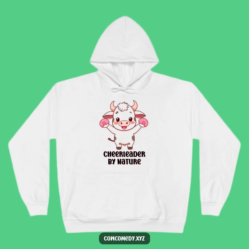 Funny Kawaii Cow Hoodie: Cozy Cheering Cow Sweatshirt, Your Ultimate Funny Gift!