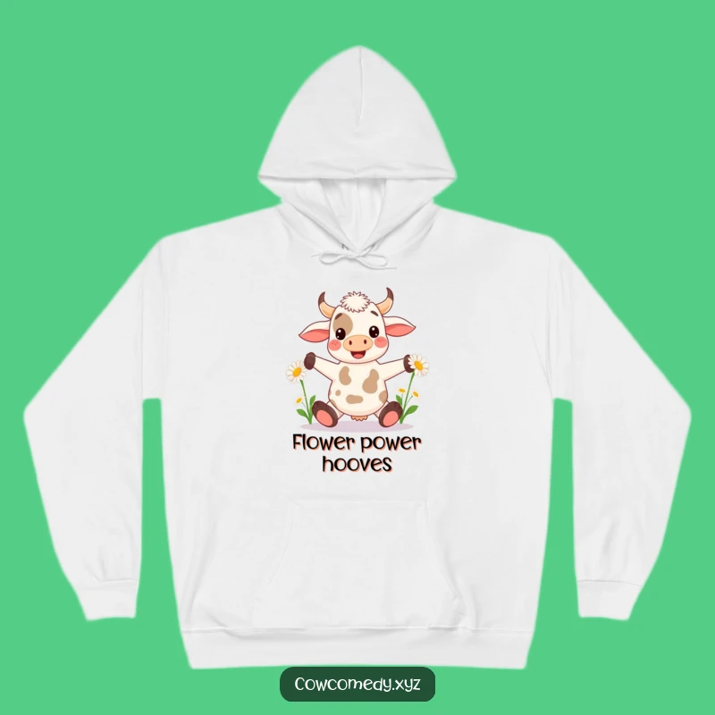 Cozy Funny Kawaii Cow Juggling Hoodie - Whimsical Daisy Sweatshirt - Perfect Gift