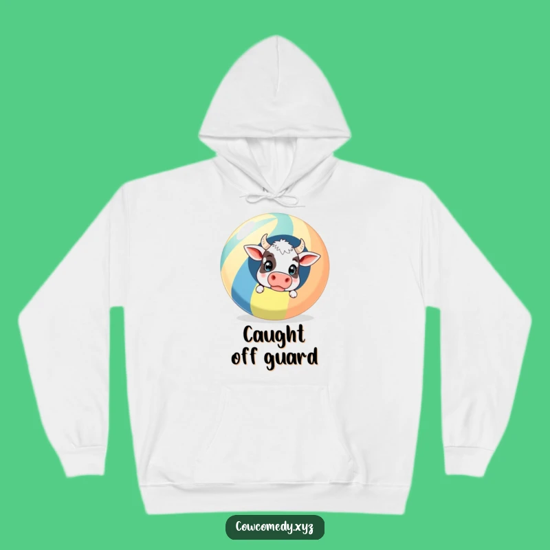 Cozy Funny Surprised Cow Beach Ball Hoodie - Stay Warm and Amused