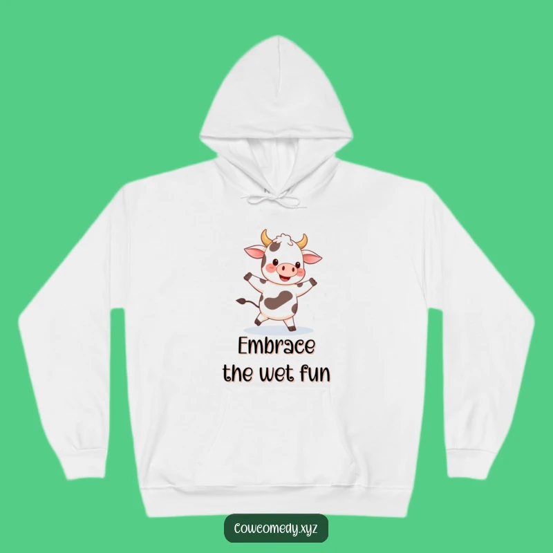 Funny Happy Cow Dancing Rain Hoodie. Cozy Joyful Vibes. Ideal Warm Funny Gift!