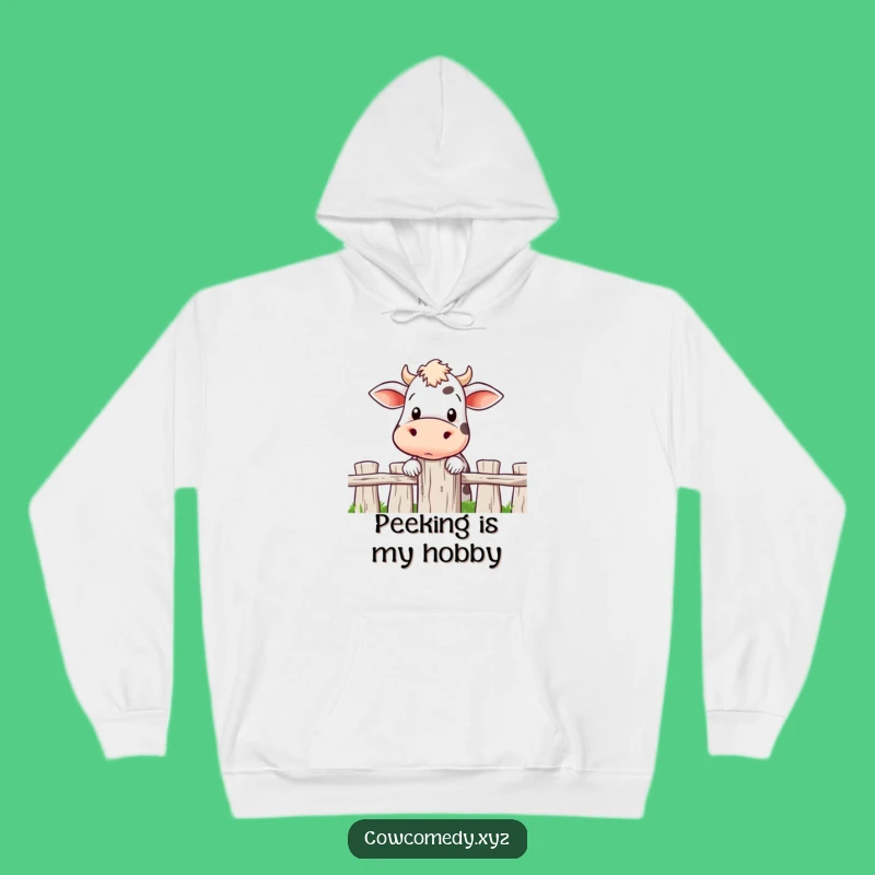 Funny Curious Cow Peeking Hoodie: Cozy & Intriguing Comfort Gift