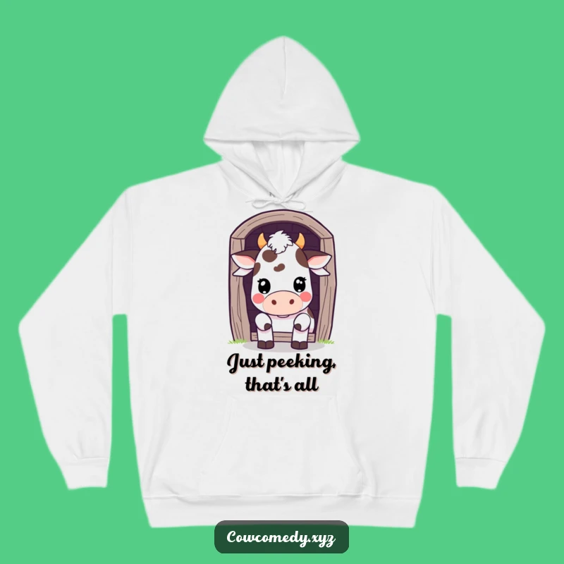 Funny Kawaii Cow Barn Peek Hoodie - Cozy & Playful Wear