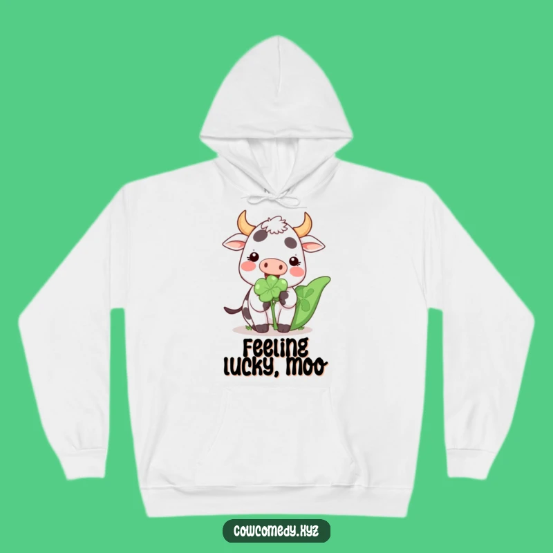 Funny Kawaii Cow Clover Hoodie: Cozy Lucky Cow Apparel for Comfort