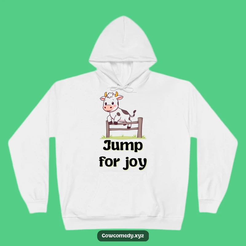 Funny Kawaii Cow Hoodie: Joyful Leap - Cozy & Adorable Humor Gift