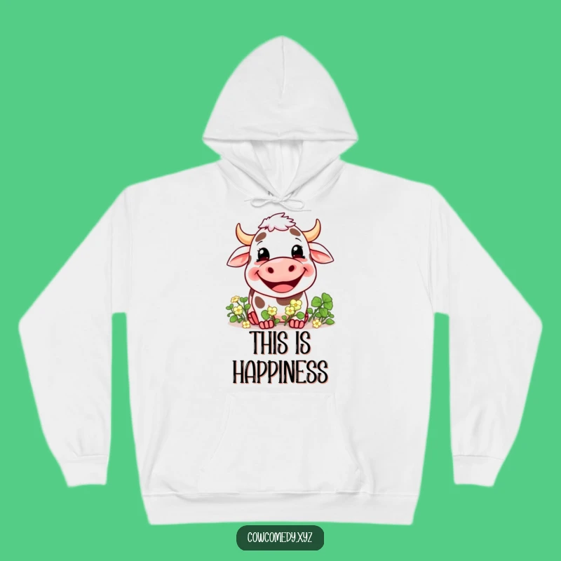 Funny Grinning Cow Clover Hoodie: Cozy & Cheerful Farm Wear, Perfect Funny Gift