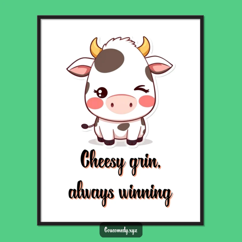 Add a dose of adorable mischief with this free printable kawaii cow wink wall art! Instant print at home charm.