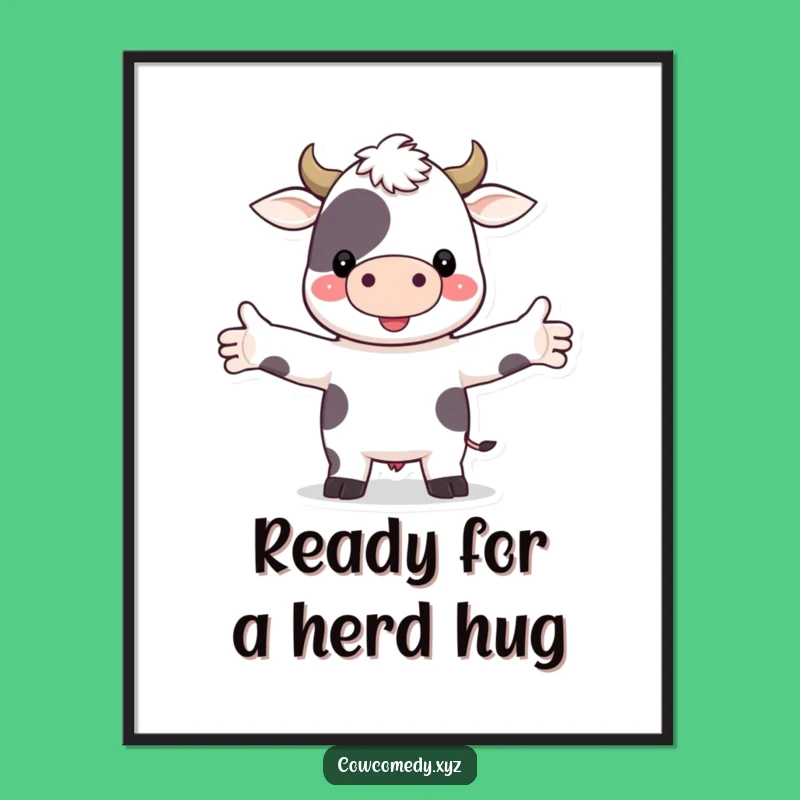 Add a touch of fun with this free printable hugging cow wall art! An easy print at home piece for instant charm.