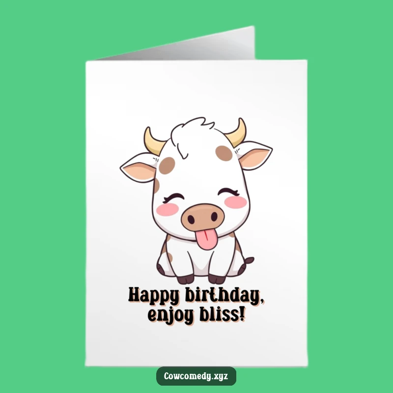 Free Printable Birthday Card: Happy Chewing Cow Funny Downloadable Gift Greeting Card