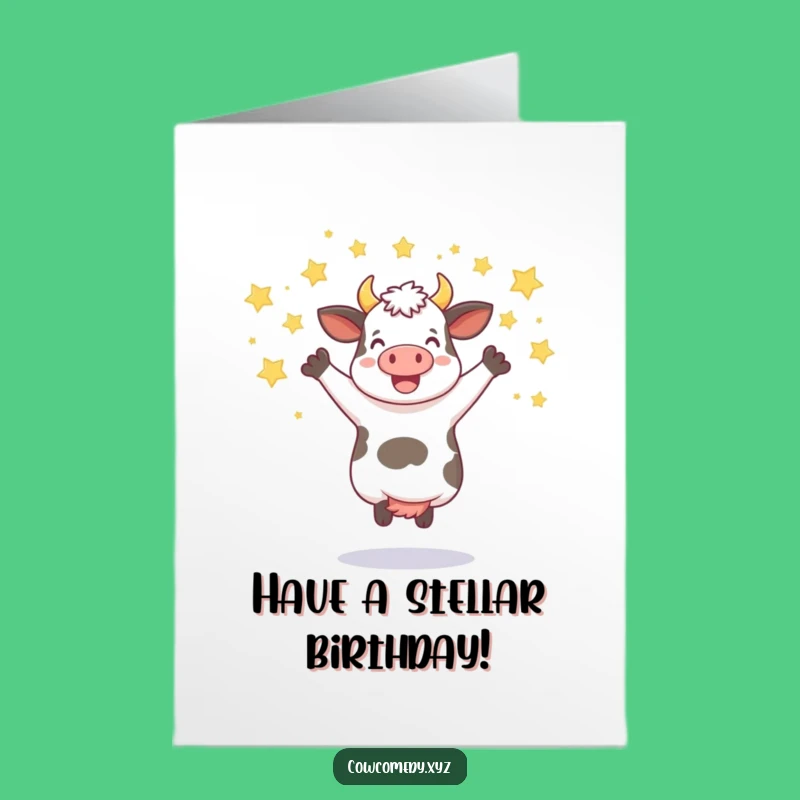 Free Printable Star Shower Cow Birthday Card - Joyful Downloadable Gift