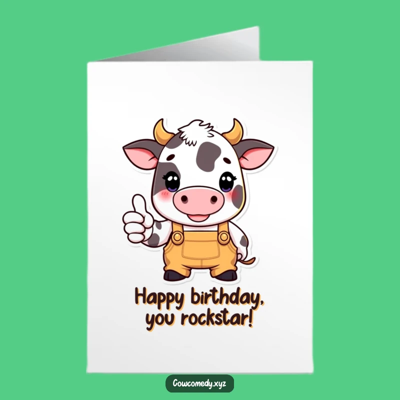 Free Printable Birthday Card: Thumbs Up Cow Funny Downloadable Gift Greeting Card