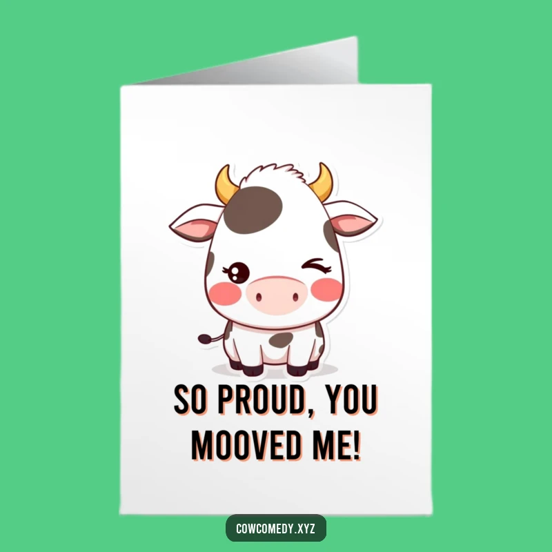Free Printable Kawaii Cow Wink Card - Funny Downloadable Congrats for Sweet Moments