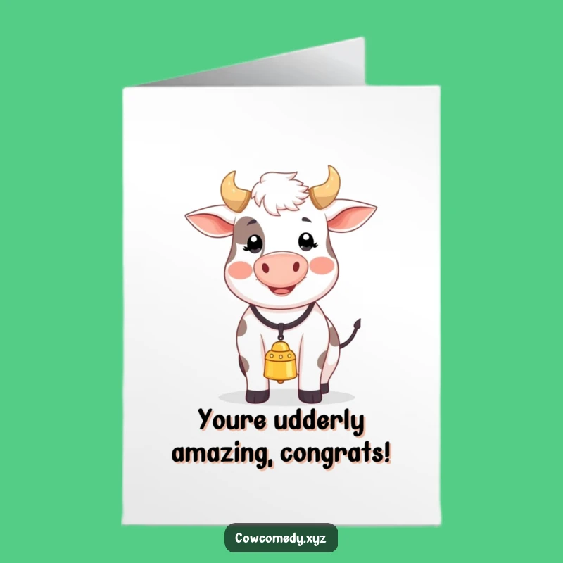 Hilarious Free Printable Congrats Card: Singing Cow Character - Cheerful Downloadable Gift