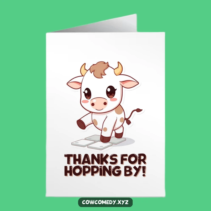 Free Printable Kawaii Cow Thank You Card: Hopscotch Fun - Sweet Downloadable Gift