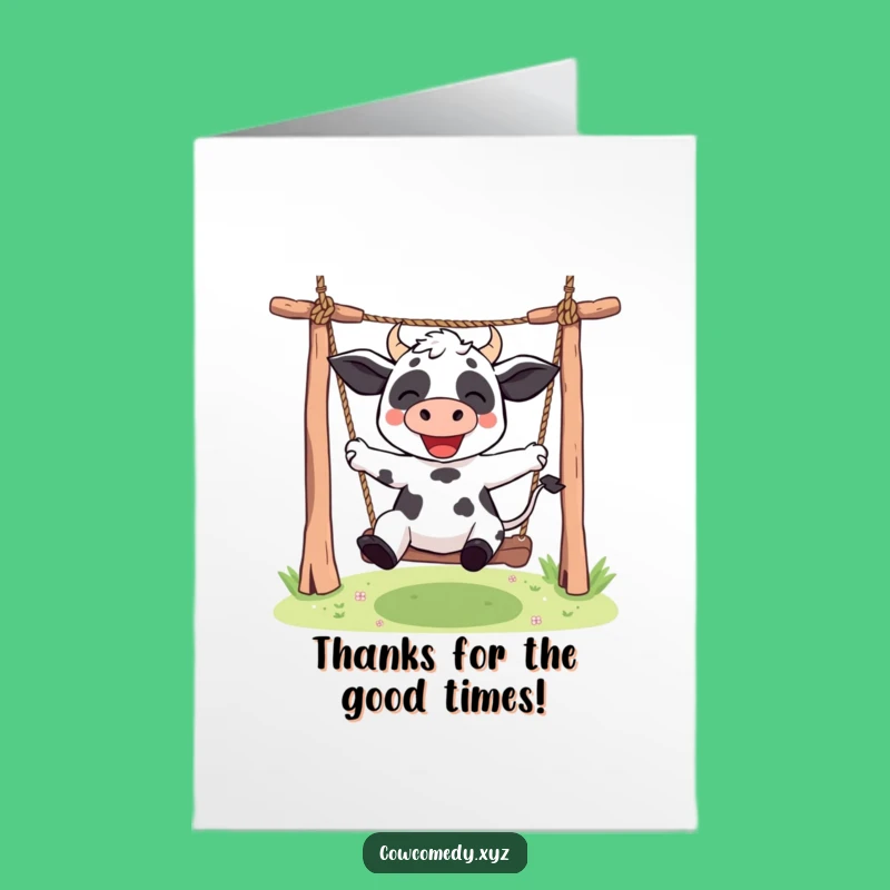 Free Printable Kawaii Cow Thank You Card: Swinger - Sweet Downloadable Gift