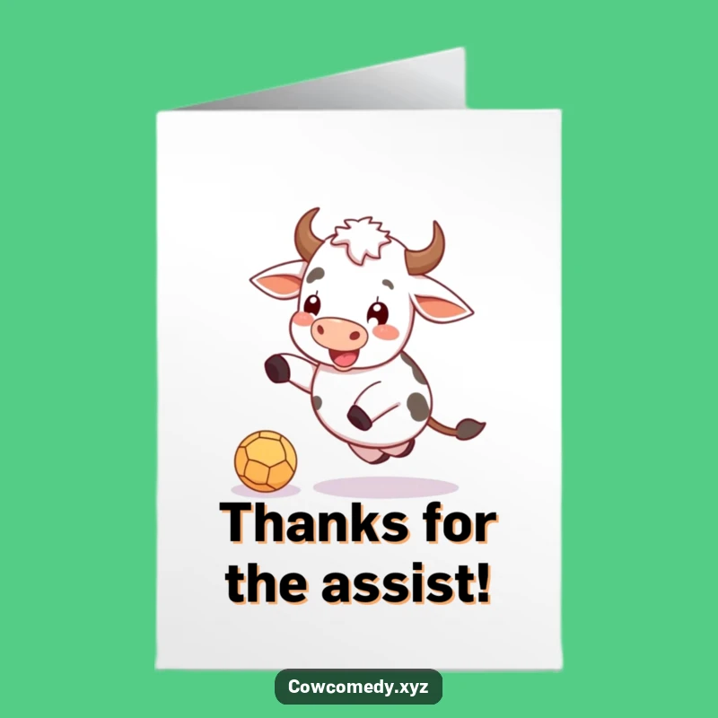 Free Printable Thank You Card: Funny Cow Kicking Ball Unique DIY Gift Download