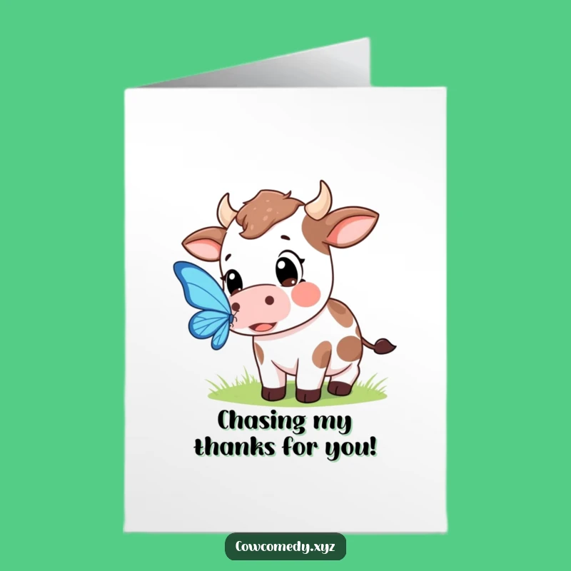 Free Printable Thank You Card: Kawaii Cow's Gentle Chase! Express Thanks with this DIY Gift.