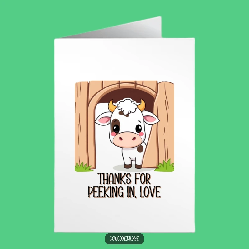 Free Printable Thank You Card: Peek-a-Boo Kawaii Cow, Sweet Downloadable Gift
