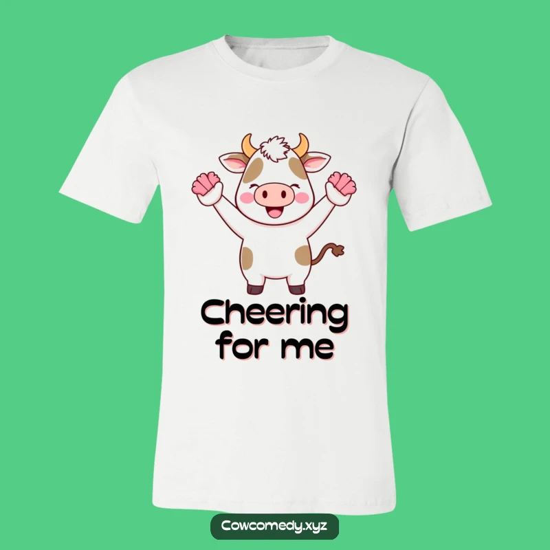 Funny Kawaii Cow Cheer T-Shirt: Energetic Cute Cow Shirt