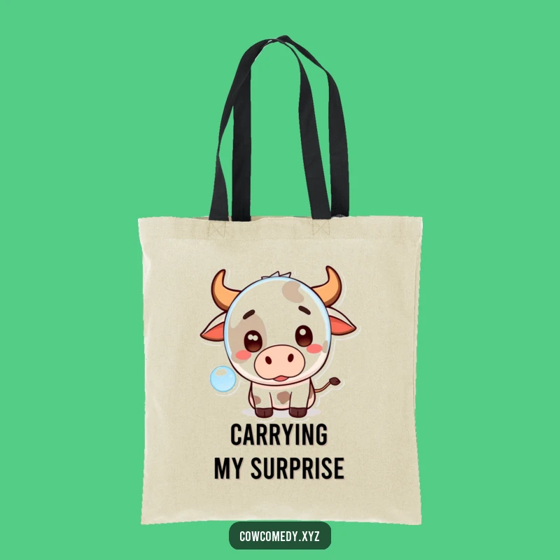 Funny Kawaii Cow Surprise Tote Bag: Cute Cow Carryall for Daily Fun