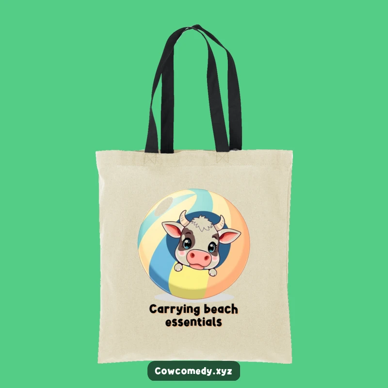 Funny Surprised Cow Beach Ball Tote Bag - Carry Your Beach Day Laughs