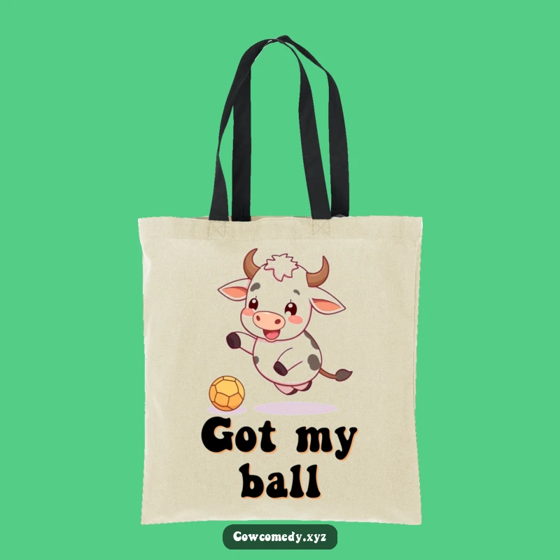 Funny Cow Kicking Ball Tote Bag: Spacious and Fun Farm Carryall, Great Funny Gift
