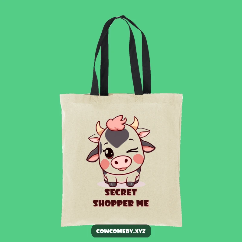 Funny Kawaii Cow Wink Tote Bag: Cute Mischievous Carryall